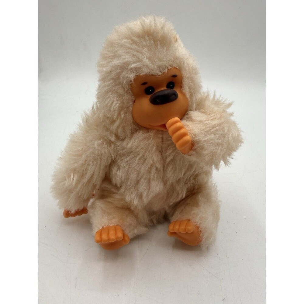 Vintage 6” Russ Baby Gonga Cream White Gorilla Monkey Plush Sucking Thumb 242